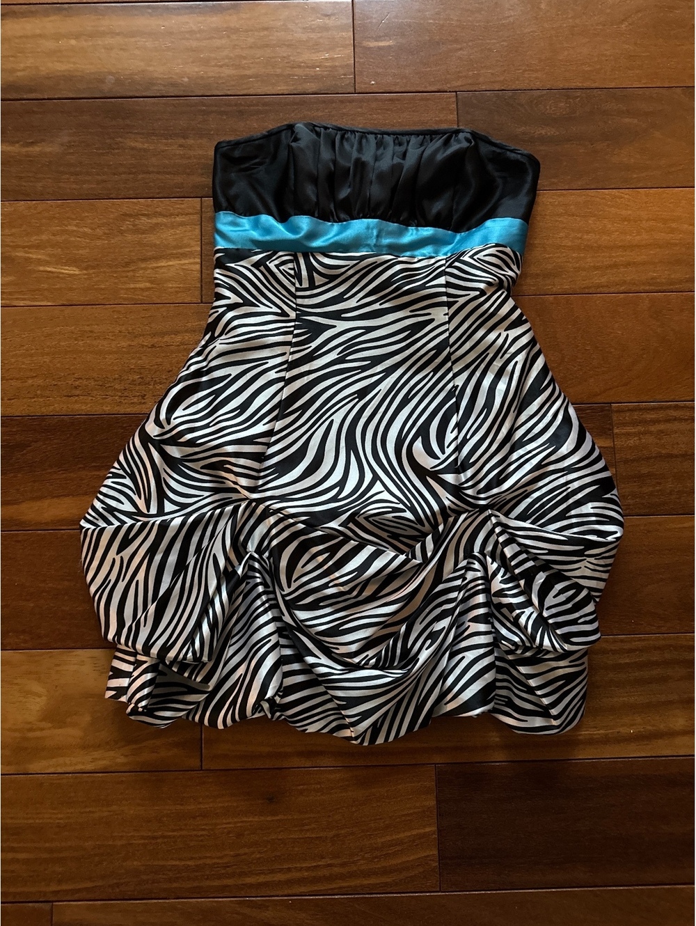 Jessica McClintock for Gunne Sax Strapless Zebra Print Dress Size 5